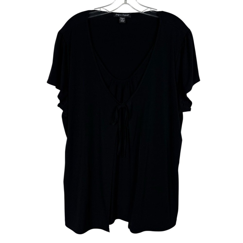 Designers Originals Black Slinky No-Iron Liquid Knit Layered Top Plus Size 2X